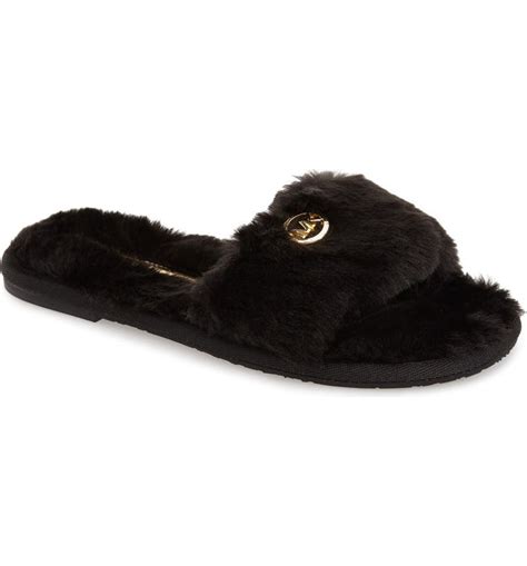 michael kors teenslippers|Michael Kors faux fur slippers.